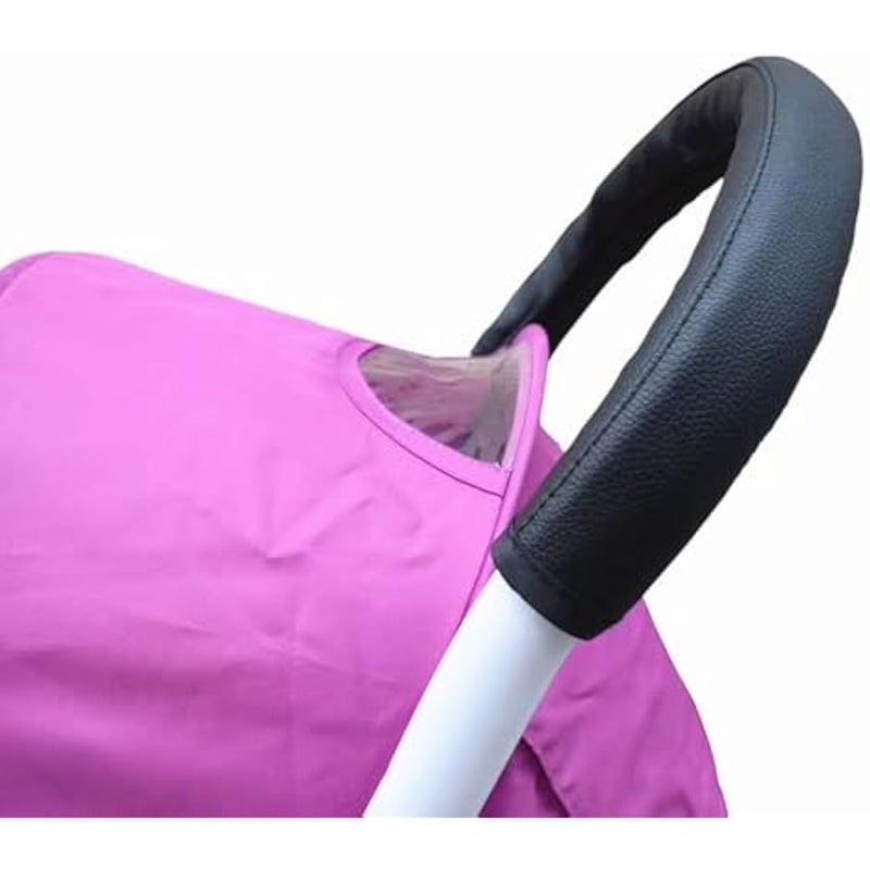 Baby Stroller Armrest Bumper Handlebar Sleeve Cover Universal Handle Cover DustProof Protect PU Leather Case with Removable Zipper Black - Image 1